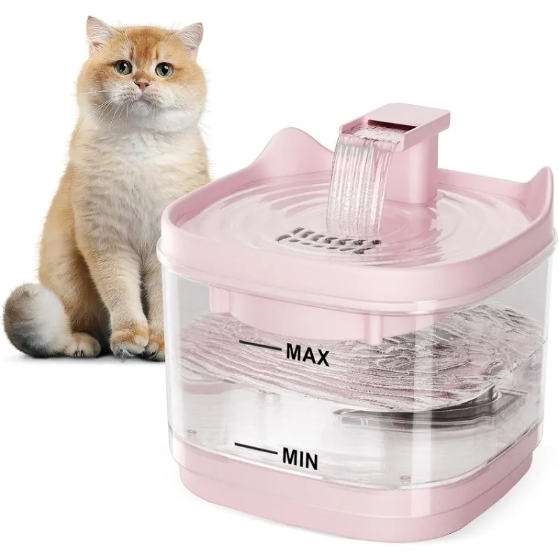 

Тихая миска для воды в помещении для домашних животных, 54 унций/1,6 л, сменный фильтр, умный фонтан для воды для кошек, автоматический диспенсер для воды для домашних животных