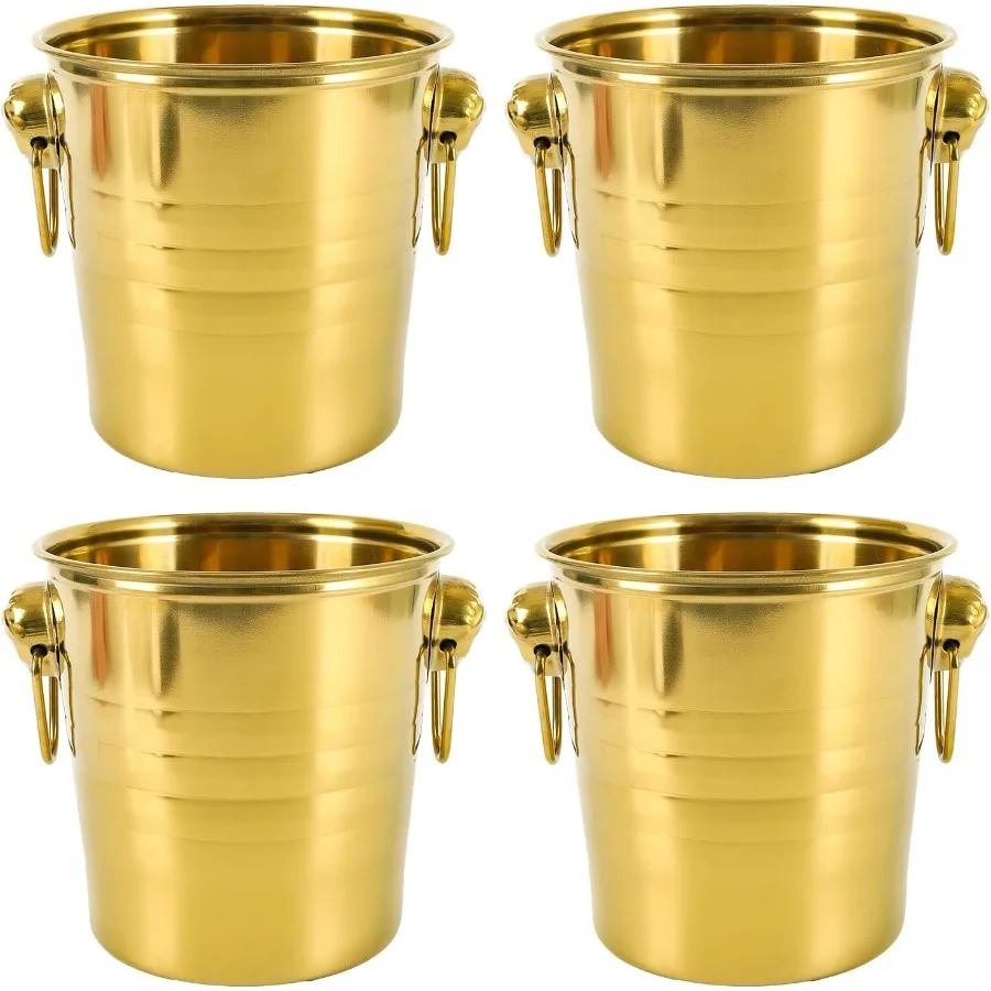 

4 Pcs Stainless Steel Champagne Bucket 3 Qt Double Wall Ice Bucket with Handles Metal Wine Chiller for Champagne Beer Cocktails