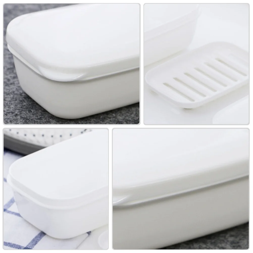 

2 Pcs Soap Dish Shower Container Bathroom Self-draining with Rack Holder Storage