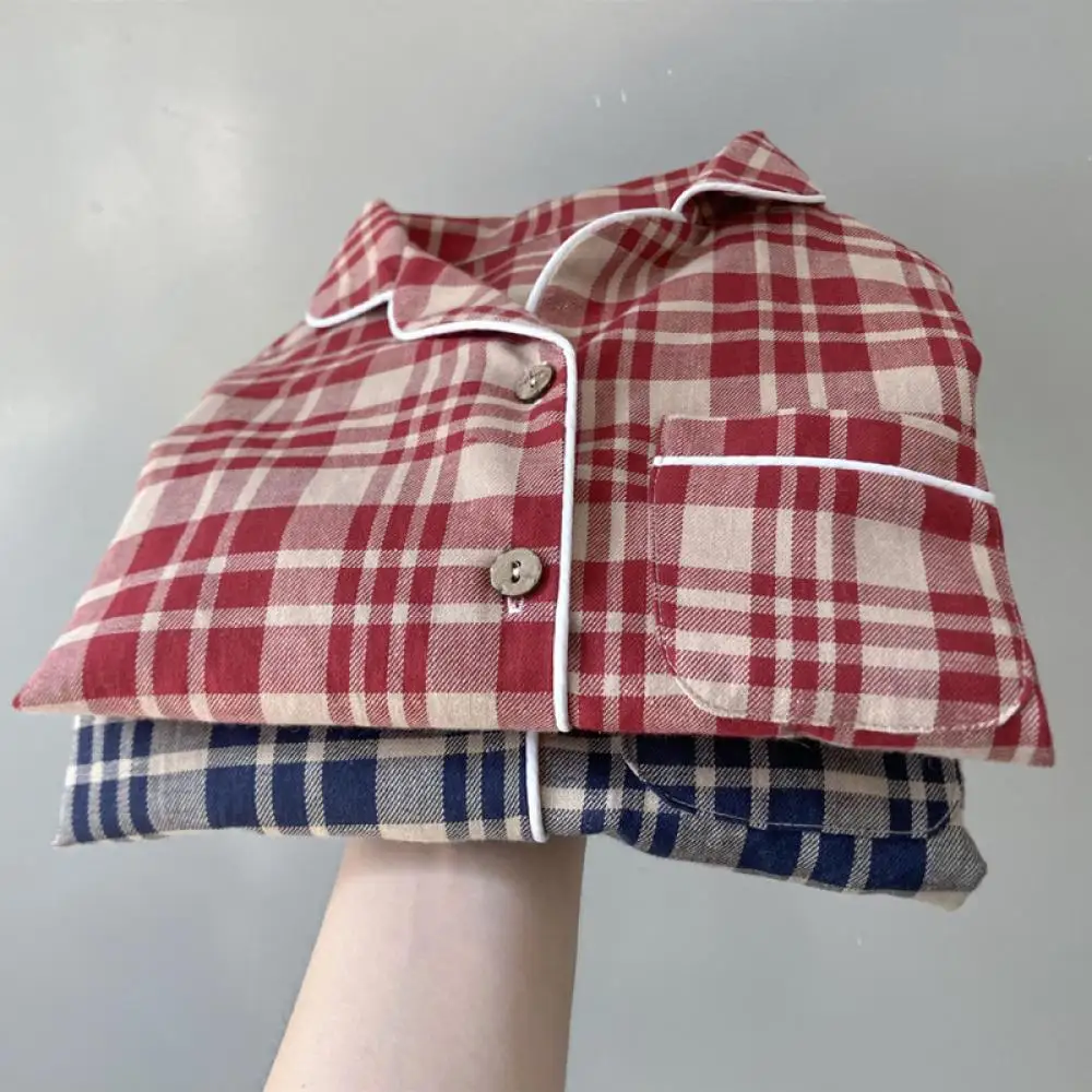 2024 Cute Baby Girl Plaid Pajama Turn Down Collar Children Boys Autumn Pyjama Two Piece Set Casual Kids New Home Clothes