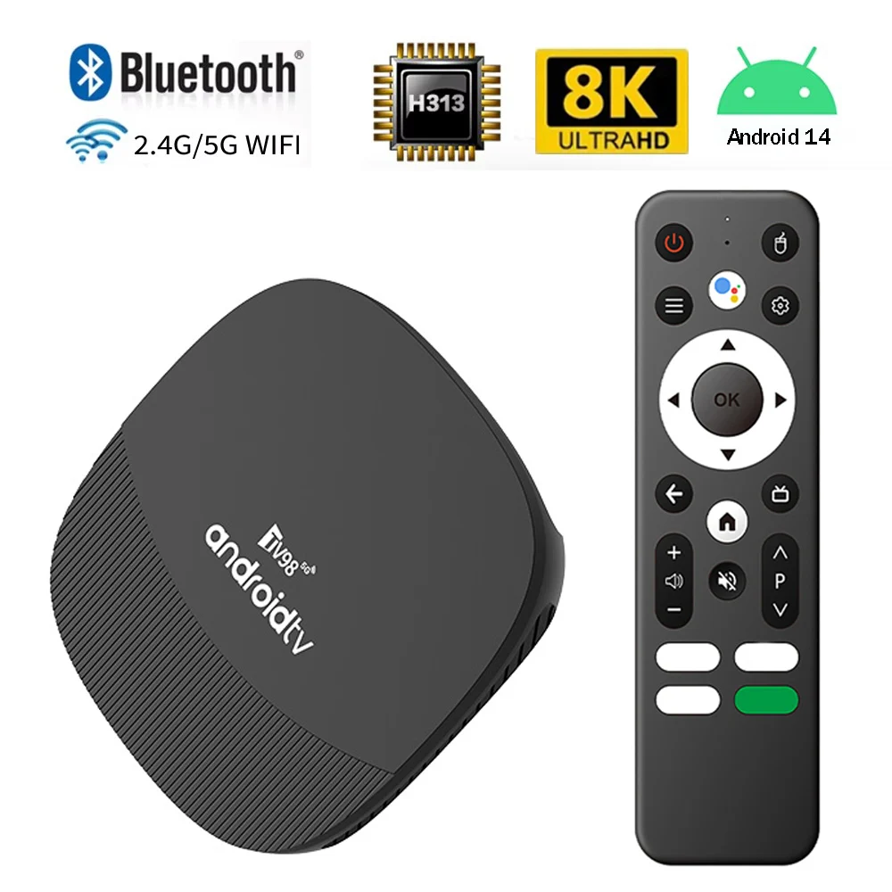 

TV Box Smart Android Allwinner H313 8K 4K HD TV98 ATV Max Plus 5G Dual WIFI 3D BT5.0 Video Media Player 8GB 128GB streaming iptv