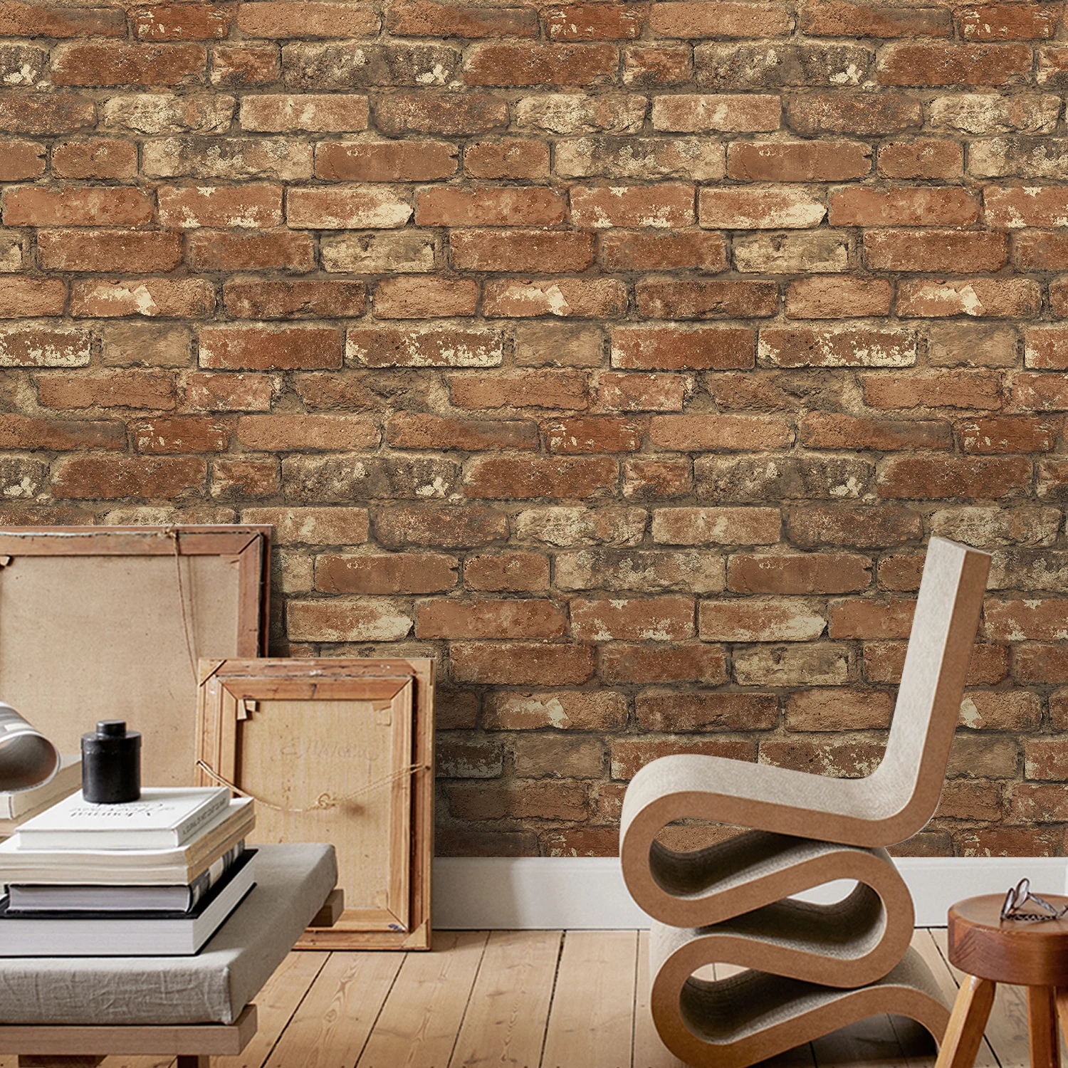 Light Brown Faux Brick Peel and Stick Wallpaper Rustic Red Brown Self Adhesive Wall Paper Removable Textured Contact Paper