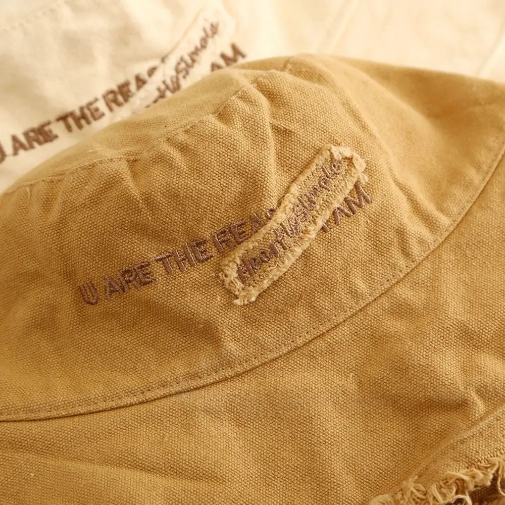 بسيطة اليابانية ظلة إلكتروني التطريز القطن الكورية نمط قبعة دلو قبعة قبعة الموضة الإناث #4