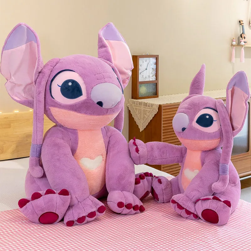 Disney-muñeco de peluche grande de Lilo & stitch, muñeco de felpa de Ángel de 30/45/60/80cm, regalo de cumpleaños para niña