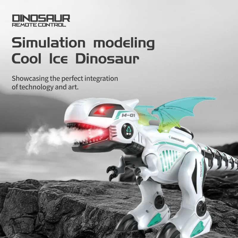 Rc Robot Dinosaurs Toys Education Electronic Simulation Action Sound Light Music Spray Remote Ccontrol Animal Toys for Kids Boys