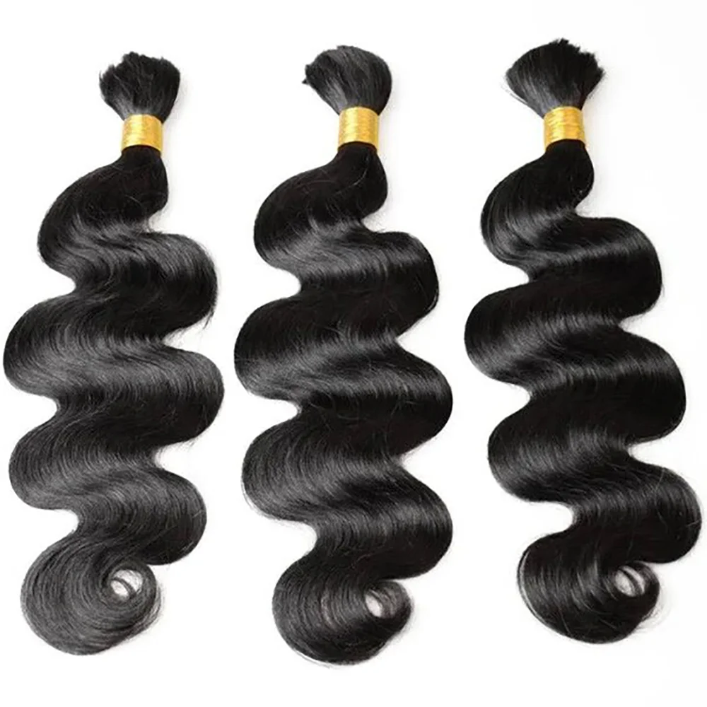 100% Human Bulk Hair for Braiding Loose Wave Human Braiding Hair No Weft for Crochet Hair Natural Black 50 Gram Per Bundle