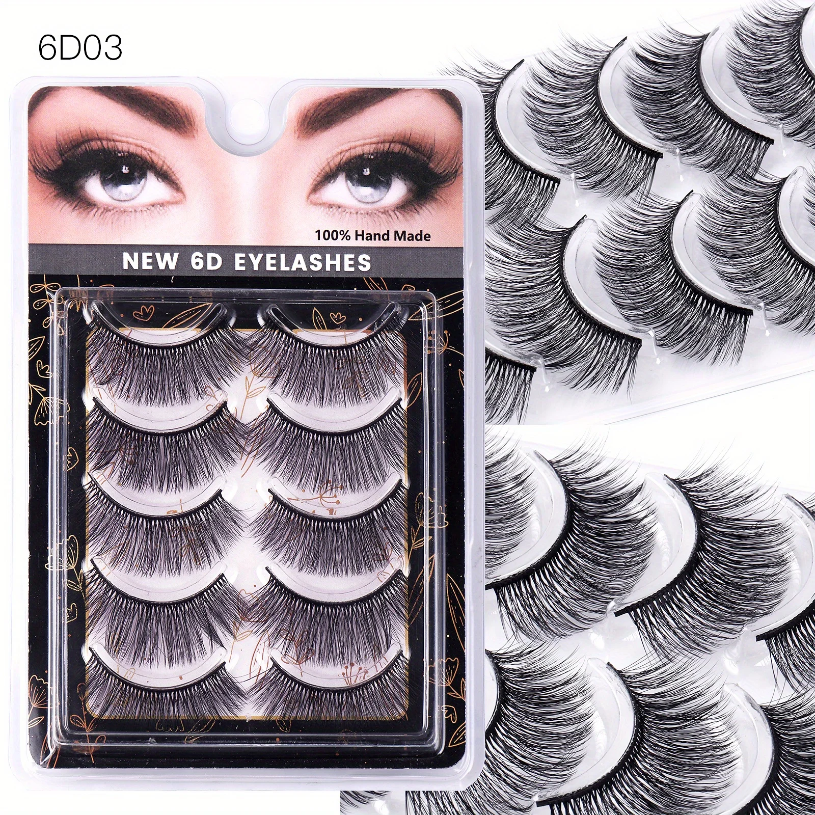 5 Paar Cat-Eye-Wimpern mit schmalem und natürlichem Make-up-Look, C-Roll 11-17mm 3D natürliche künstliche Wimpern, mehrteiliges Set