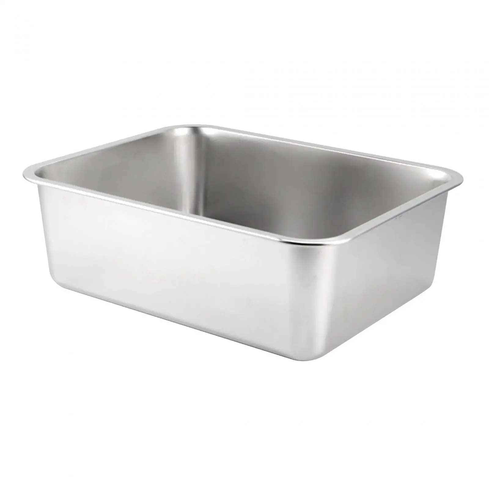 Durable Stainless Steel Cat Litter Tray Rounded Corners Easy Cleaning Open Sand Pan for Cats Rabbits