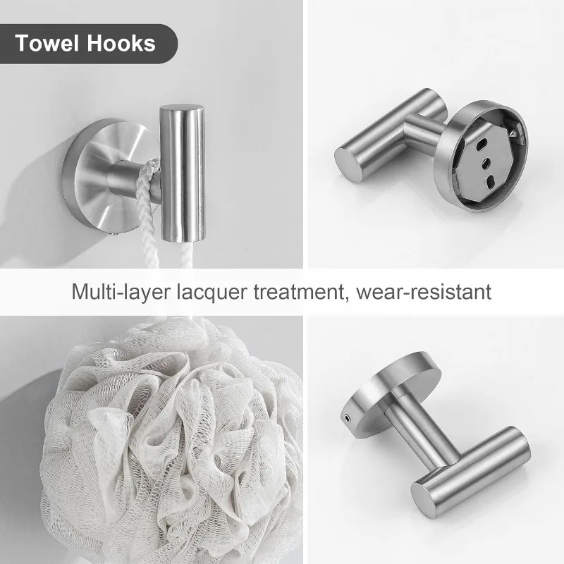 Bathroom Hardware Set,Brushed Nickel 5-pieceTowel Bar Set Stainless Steel Wall Mounted Bathroom Hardware Accessories Set