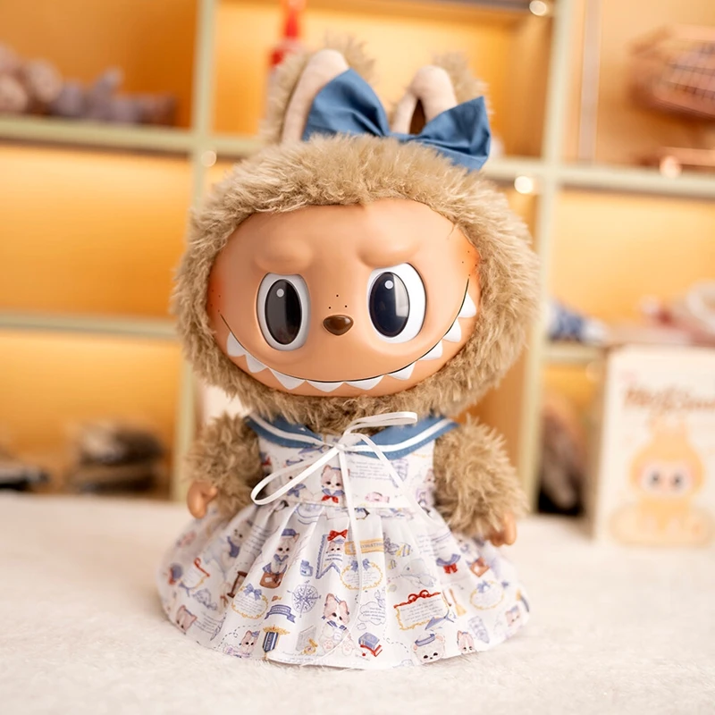 

For 38cm Labubu Doll Clothes Blue Navy Skirt Three-piece Set Accessories Cute Decoration Gifts