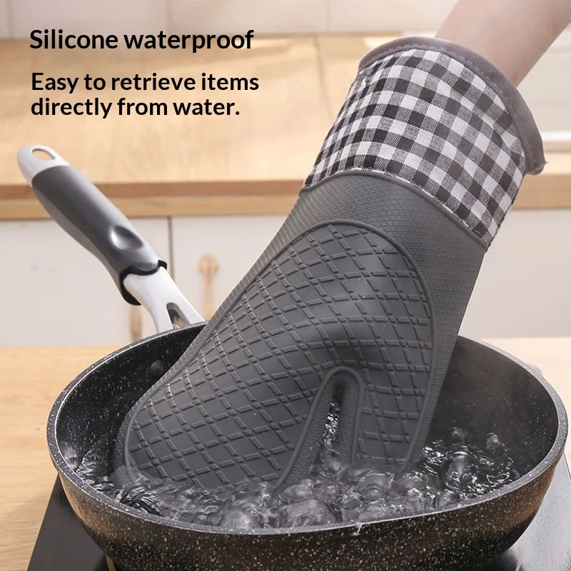 قفازات فرن من السيليكون - قفازات مطبخ ناعمة ومريحة وخفيفة الوزن لسهولة التنظيف - مثالية للخبز والطهي #3