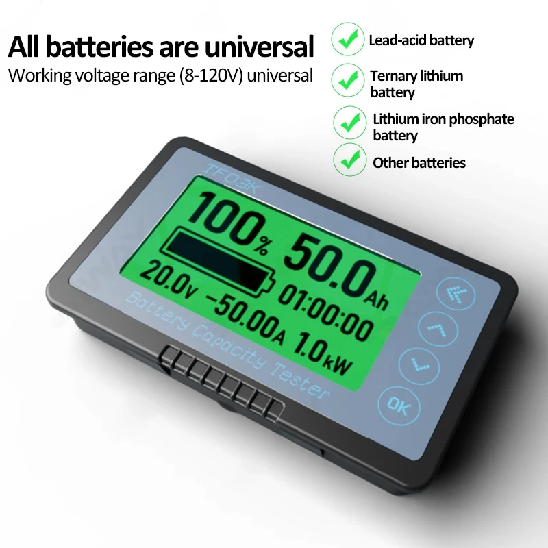 Tf03k Präzisions-Coulomb-Zähler Zähler Batterie kapazität Anzeige Spannungs strom anzeige Lithium für Blei-Säure-Batterie-Detektor