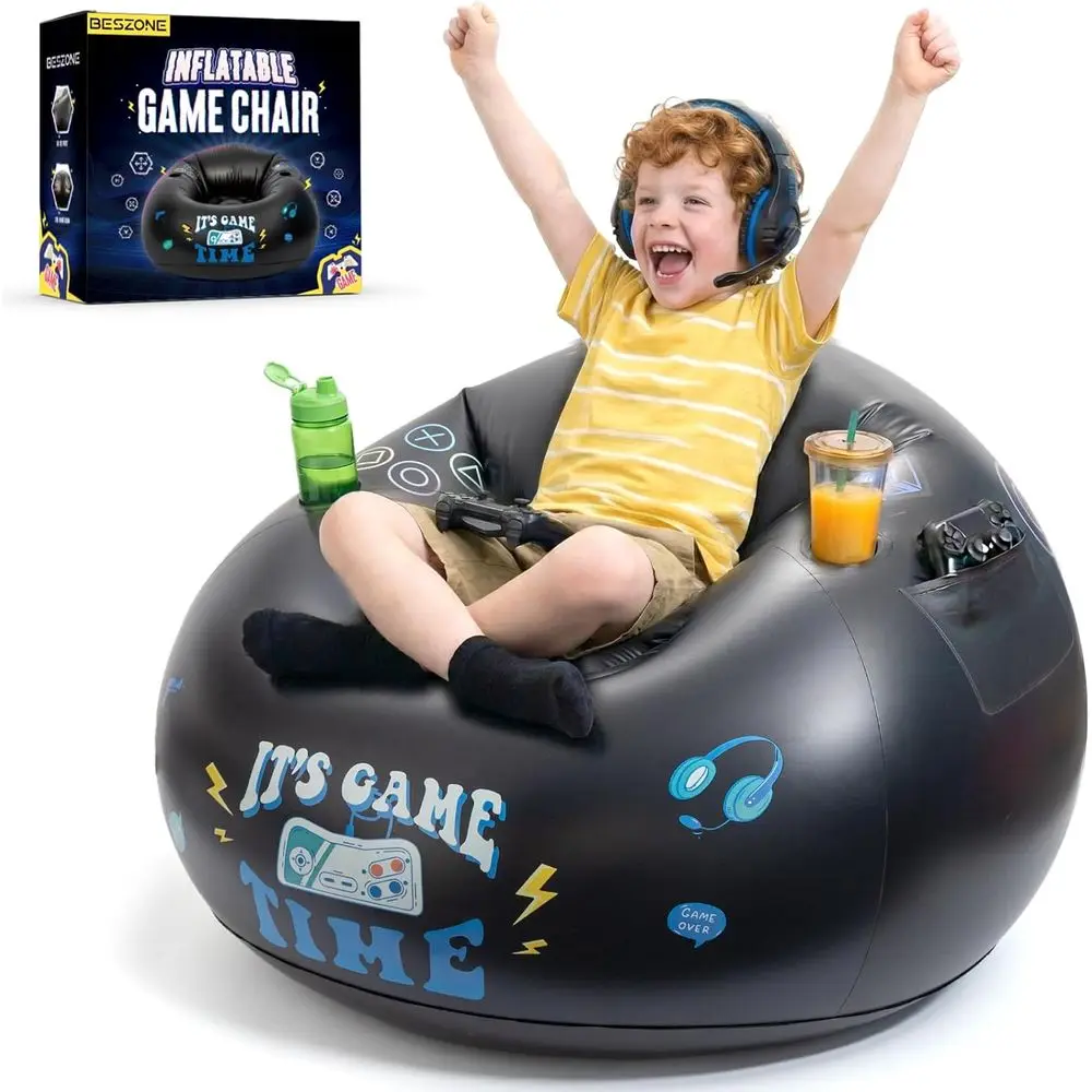 

Gaming Chairs with Cup Holders and Side Pockets for Kids and Teens, Comfortable Bean Bag Chairs for Boys' Gaming Rooms