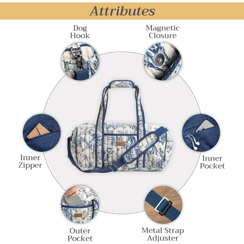 حقيبة سفر مبطنة بالقطن لرحلات طوال الليل وعطلة نهاية الأسبوع - مثالية لمسافرين الأعمال والعطلات العائلية
