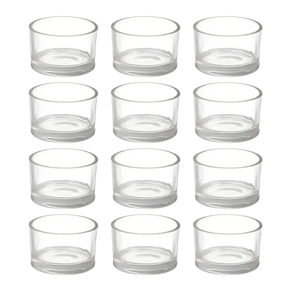 12pcs Cups Tea Light Stand Yogurt Jars Windowsill Decoration Clear Candlestick Stand Glass Tea Cups