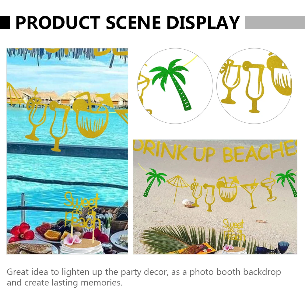 

1 set s Coconut Shiny Glitter Paper Beach Party Decor Hanging Banner Photo Backdrop Hanging Banner Tropical Summer