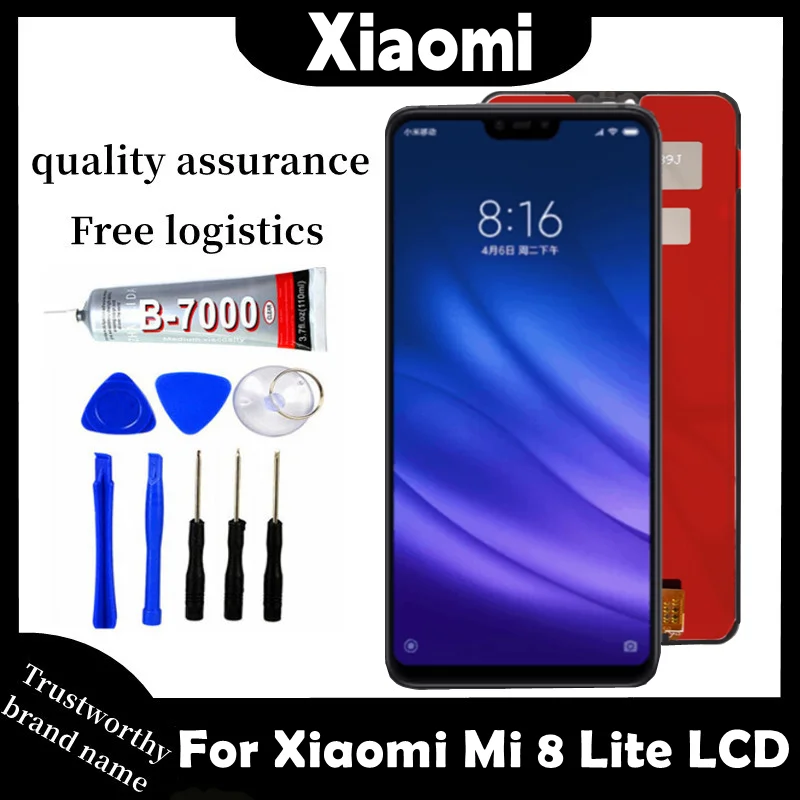 Pantalla LCD 6,26 probada de 100% pulgadas para Xiaomi Mi 8 Lite, montaje de digitalizador con pantalla táctil con marco para Xiaomi Mi8 Lite Mi 8X