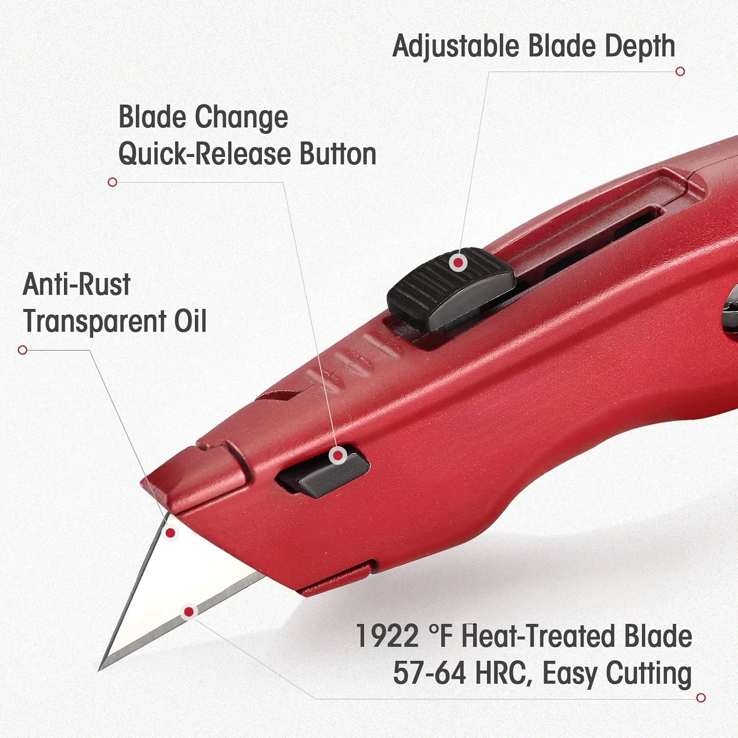 Premium Utility Knife, Retractable All-Metal Heavy Duty Box Cutter, Quick Change Razor with 10 Spare Blades