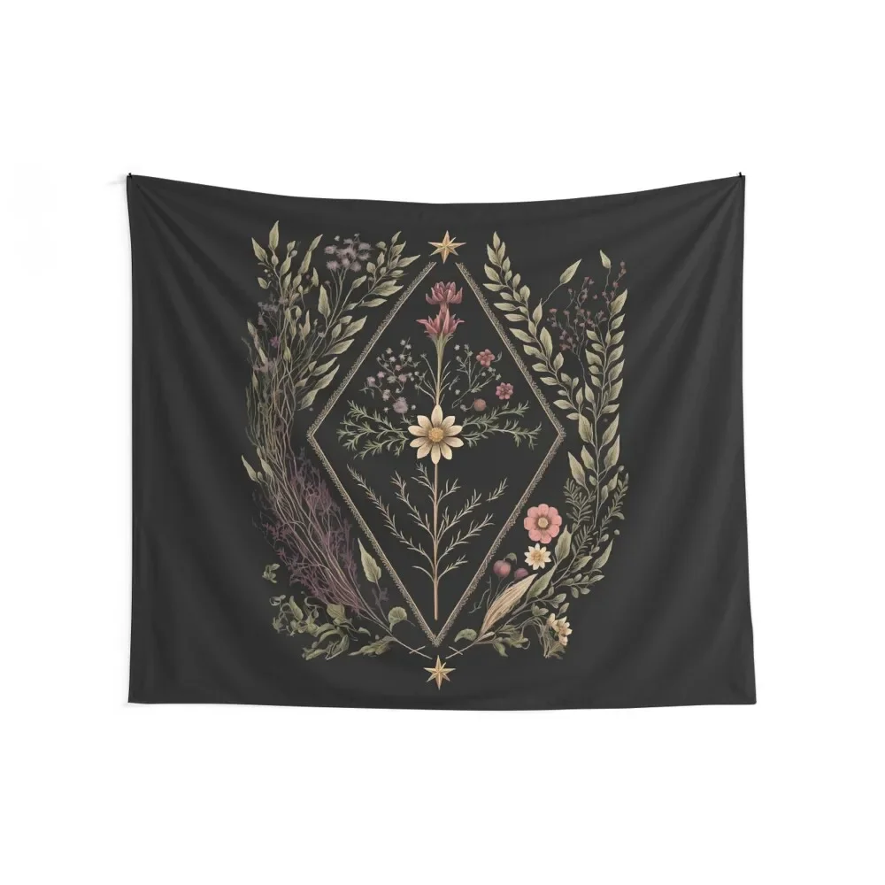 Sacred Geometry Wicca Wildflowers Tapestry Things To Decorate The Room Wall Mural Funny Tapestry