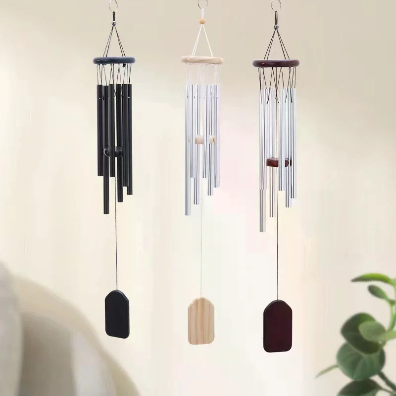 Classic 26 Inch Aluminum Pipe Wind Chimes With Wooden Hanging Tag Farmhouses Terraces Gardens Balcony Corridor Decoration