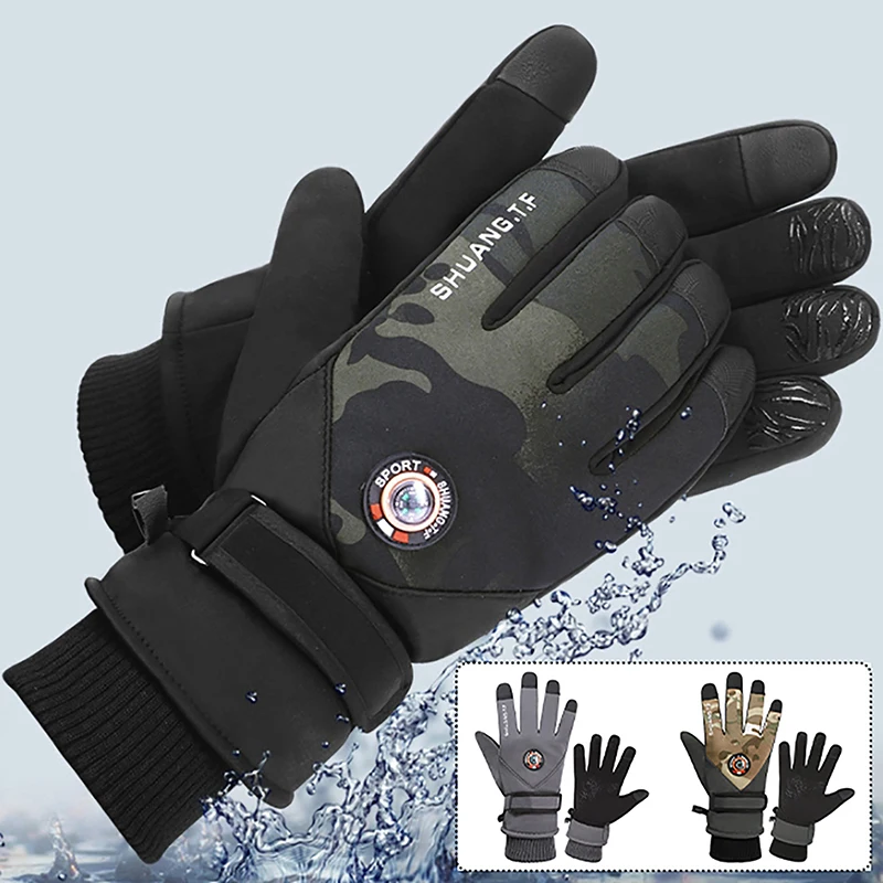 Men Sport Gloves Useful Male Full Finger Anti Skid Moisture-wicking Ridding Gloves For Skiing Outdoor Gloves Ridding Gloves