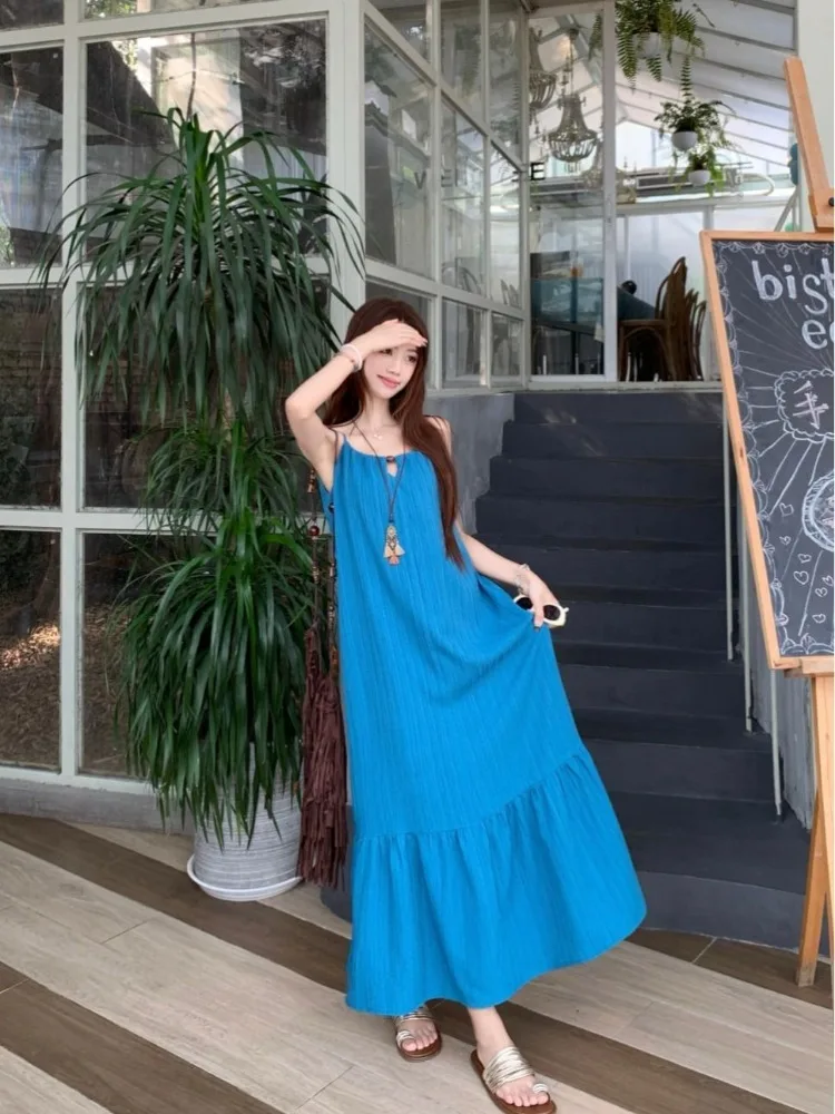 Sweet Vacation Beach Dress Sets Women Tassel Cover Up Vest Suspender Dress 2-piece Set Design All-match Long Dresses Outfits