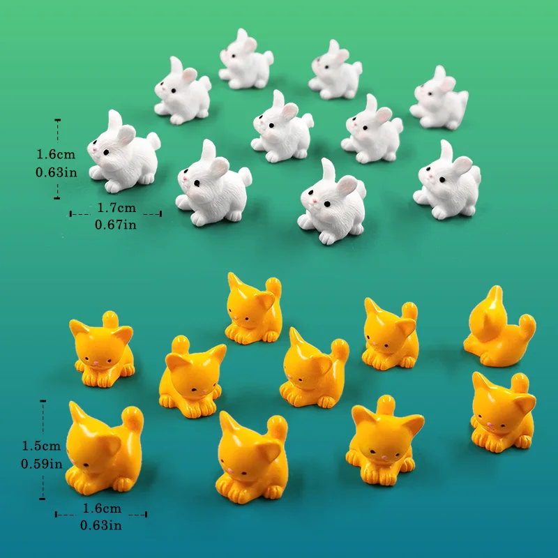 20Pcs Frog Turtle Fish Elephant Squirrel Fox Rabbit Sheep Pig Cat Snake Figurine Miniature Fairy Garden Decoration Accessories