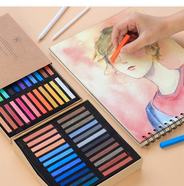 Maries Farbkreide, 24 Farben, 12 Farben, Kreide, 48 Malerei, Rosa, professioneller Pastellstift, Pinselbrett, Zeitungs- und Malzubehör – Detail 7