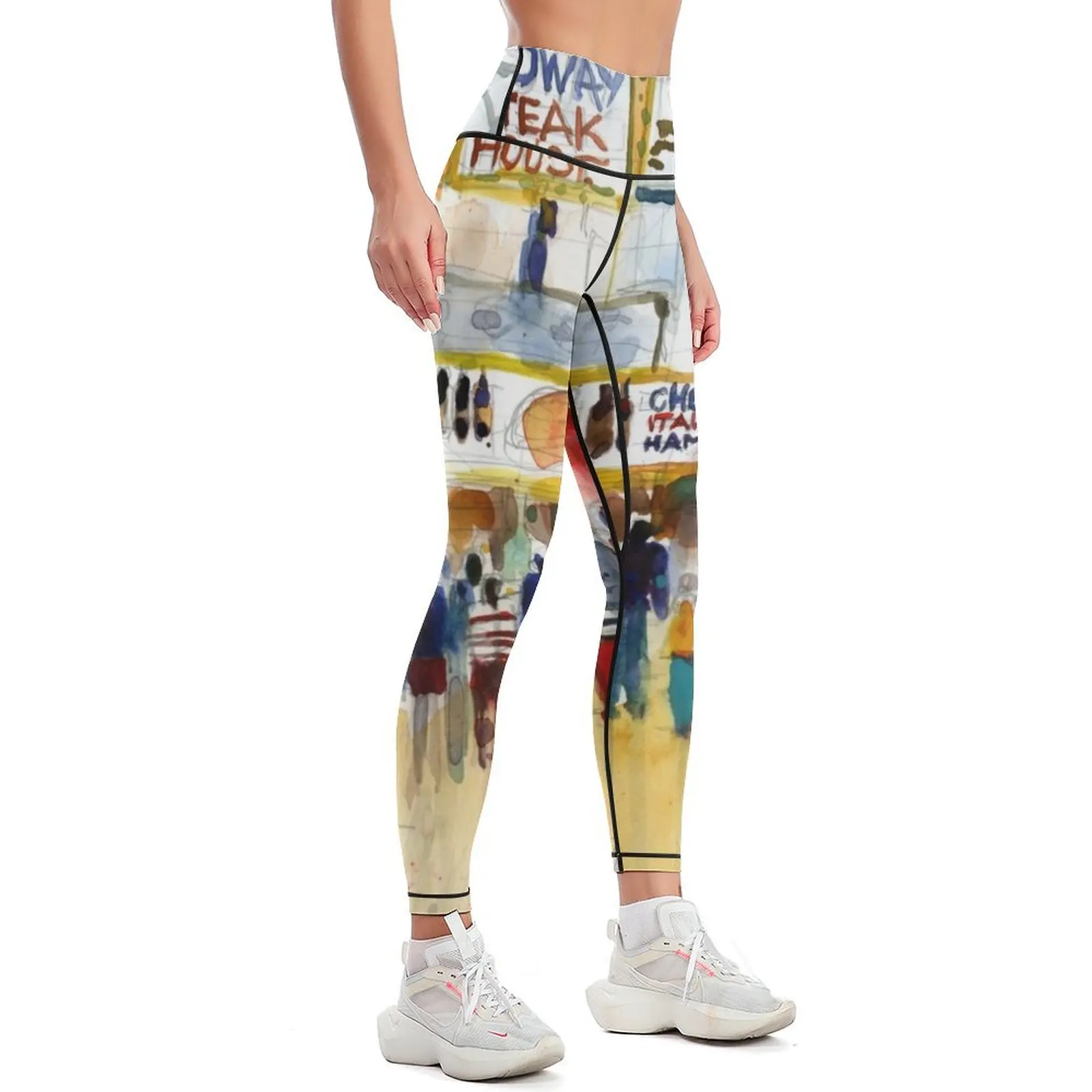 Jersey Shore - Seaside Heights - Watercolor - Boardwalk Leggings Sweatpants Sports female Womens Leggings