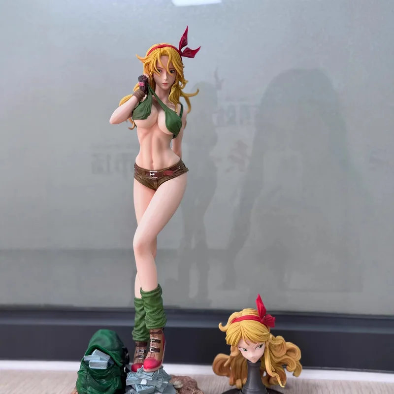 

New Handmade Anime Yellow Hair Blue Hair Lanqi Three Head Carving Doll Toy Ornament Standing Style Model Desktop Ornament Gift