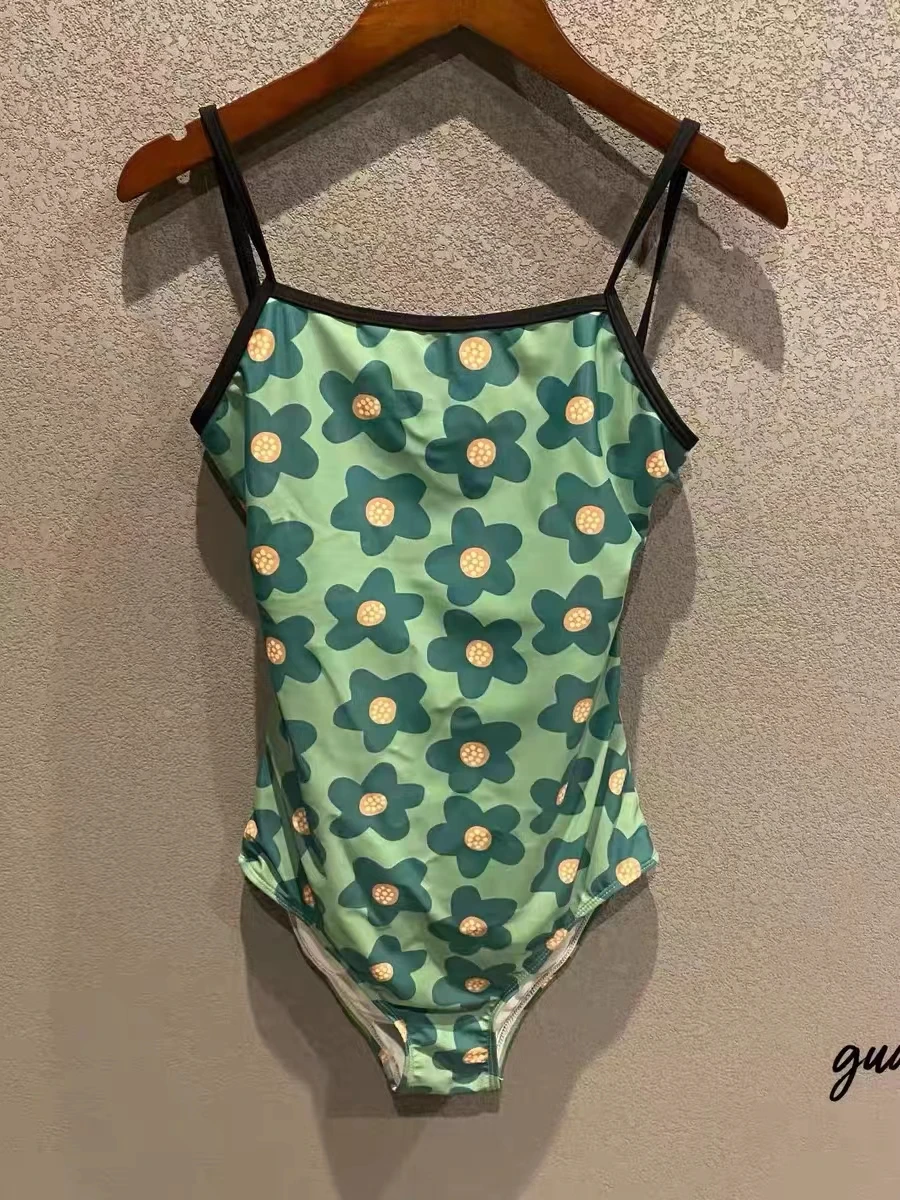 

Retro Japanese Sle Floral Print One-Piece Swimsuit Women's Thermal Spring Profional Racing Suit Bal Pure Desire
