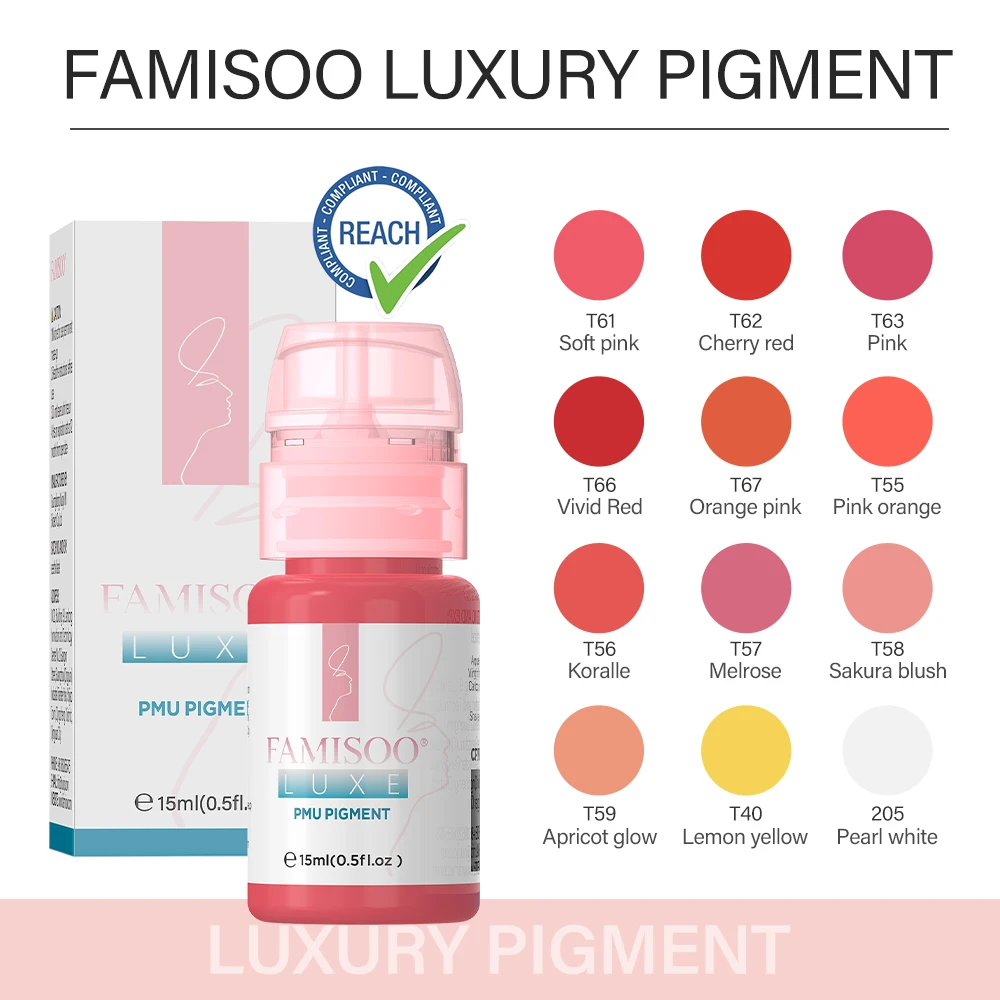 

15ML Luxe PMU Pigment Europe's Best-selling 12 colors Lip Tattoo Ink For Semi Permanent Makeup Nano Lips Microblading Pigment