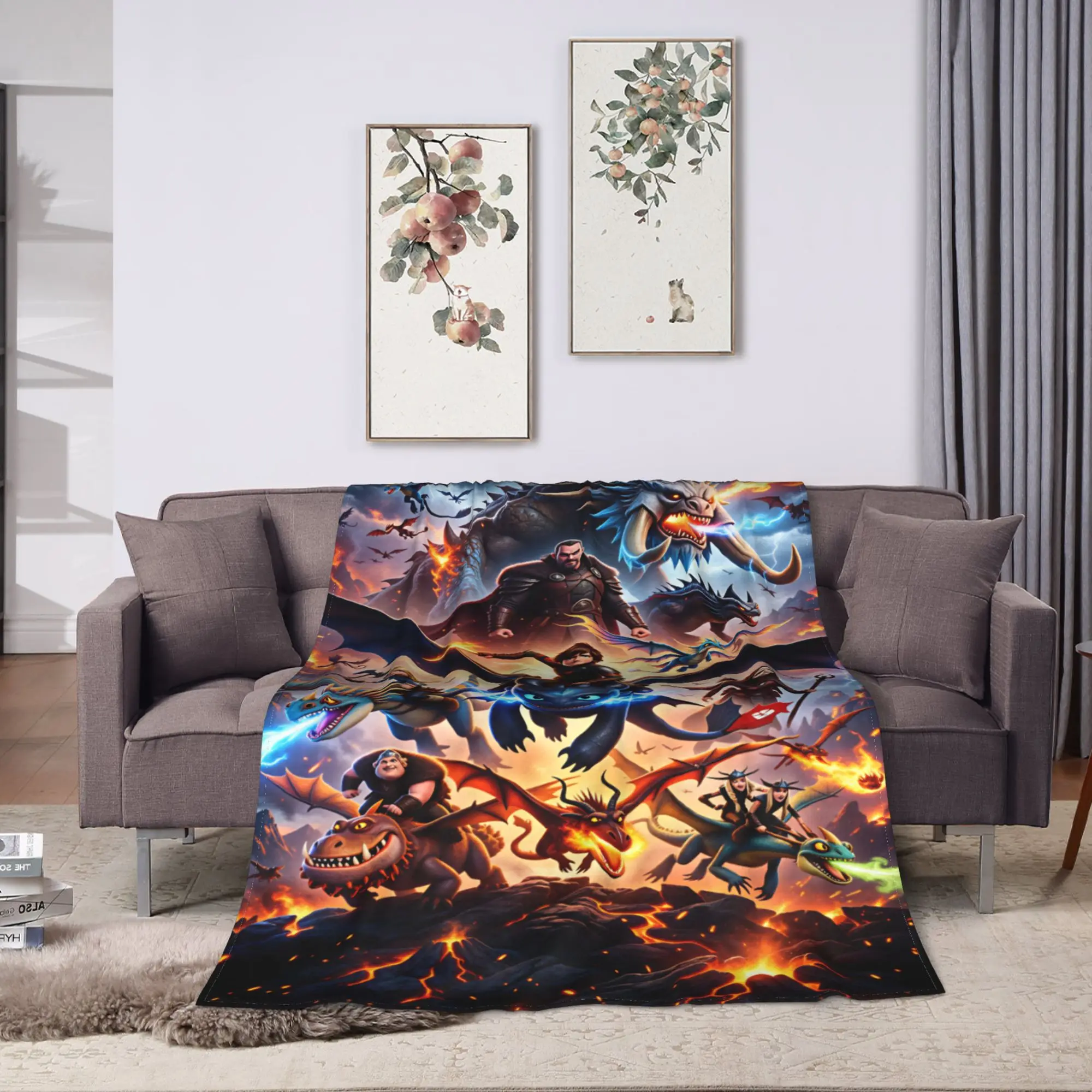 H-How To TT-rain Your Dragon Blanket  Decorative Flannel Bedding Throws For Couch Chair Warm Soft Customized Quality Bedspread