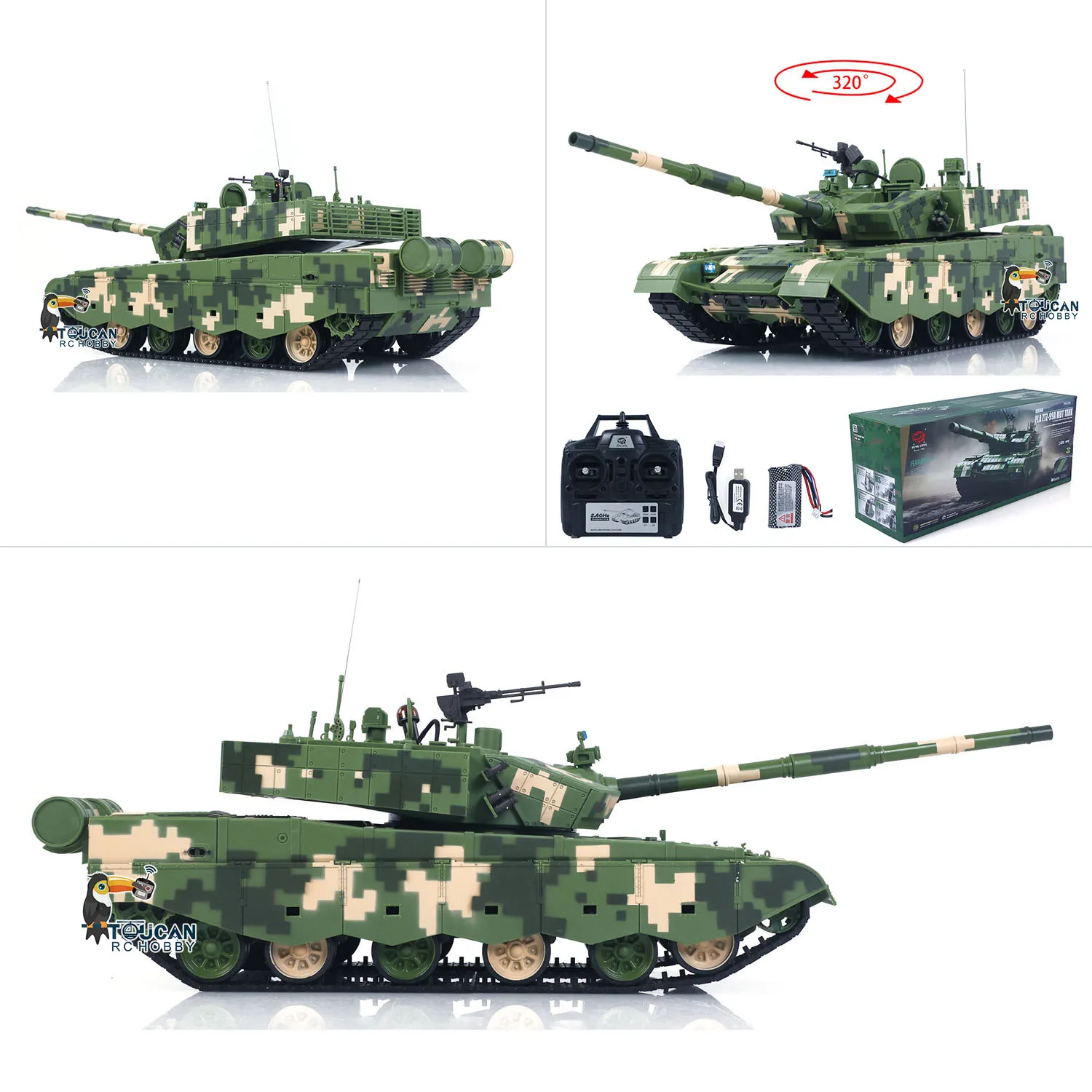 3899A Plastikowy Czołg Bojowy Heng Long 1/16 Sterowany Zdalnie Model Militarny RC Bojowy na Podczerwień z Efektami Dymu, Świateł i Dźwięków, Zasilany Bateryjnie