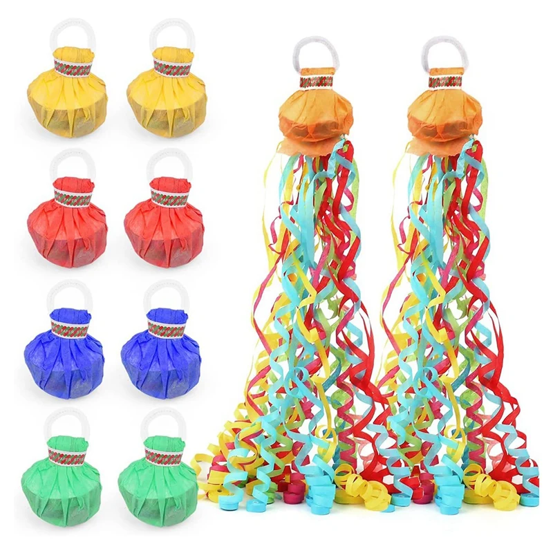 10Pack Colorful Streamer Poppers,No Mess Multi-Color Paper Crackers,Hand Throw Confetti Streamers For Birthday,Wedding