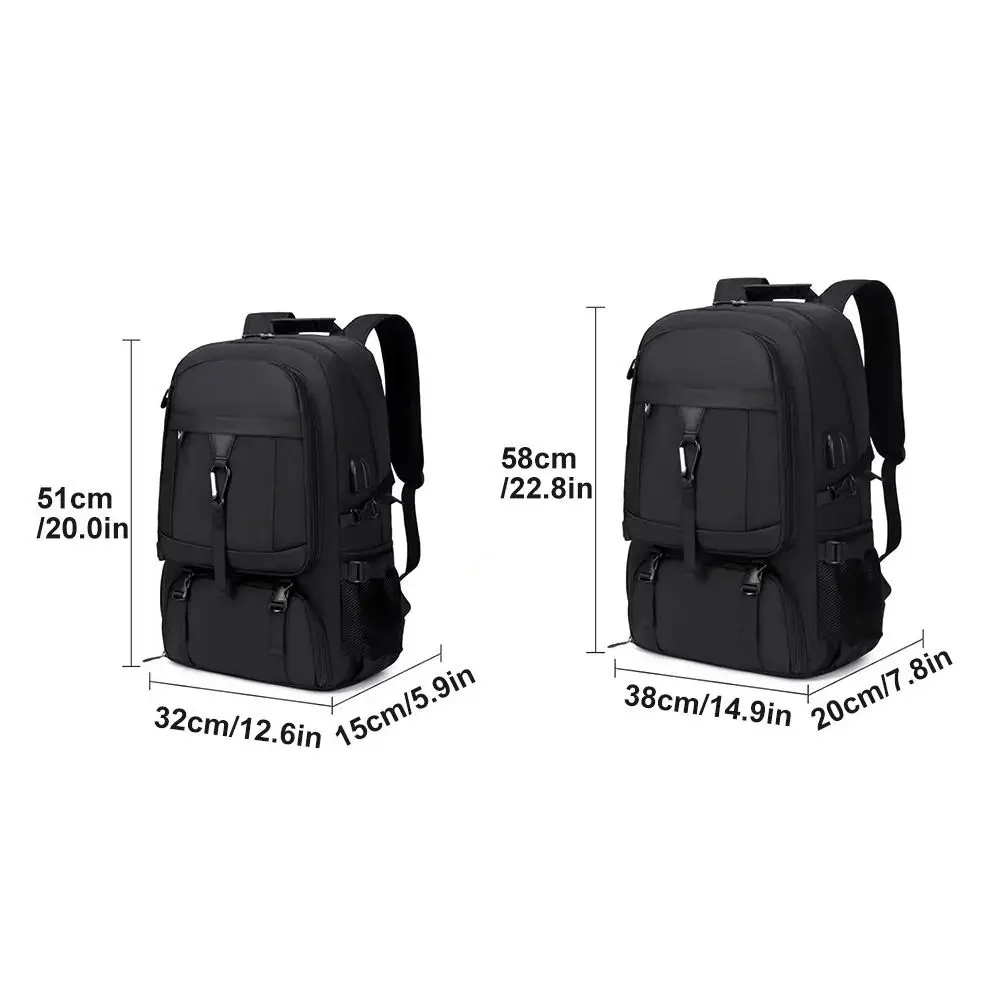 50L/80L Capacity Travel Backpack USB Charging Port Waterproof School Bag Adjustable Straps Multi-pocket Sports Backpack Hiking