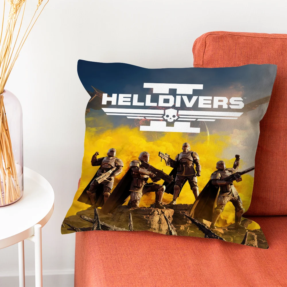 H-Helldivers 2 Game Pillow Case Pillow Case Living Room Sofa Cushion Cover Suitable For Home Bedroom Room Decoration