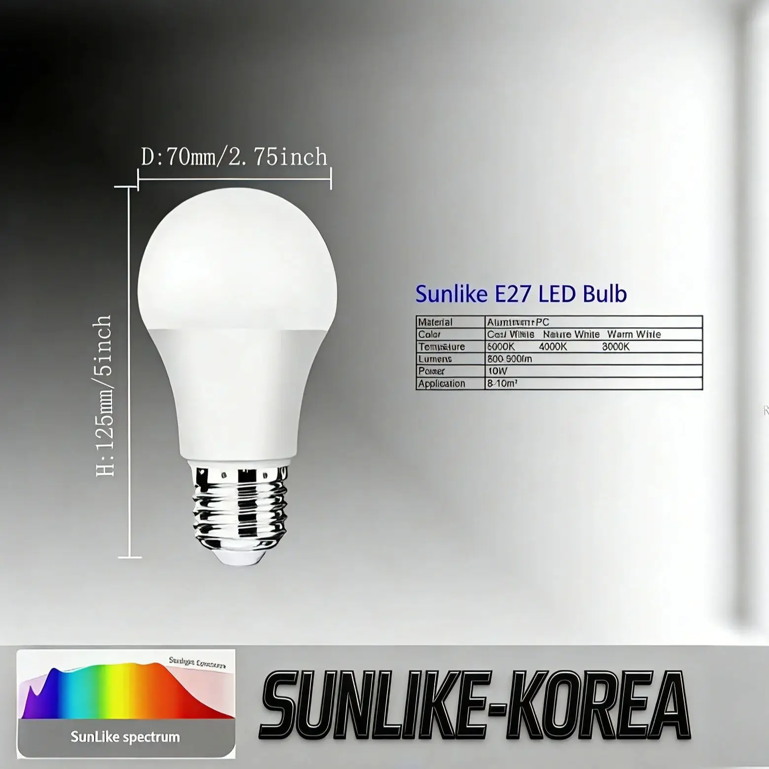 1 Stück SunlikeKorea E27 LED-Glühbirne 5W 110-240V 420lm 3000K 4000K 5000K Flimmerfrei Augenschonend für Schlaf und Lernen – Detail 1