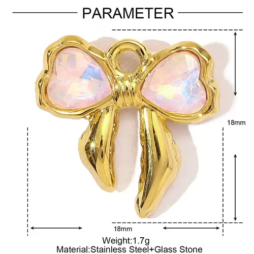 3pcs/Lot Stainless Steel Zircon Bear Paw DIY Bracelet Charm Heart Key Star Moon Necklace Pendant Woman Bowknot Jewelry Wholesale - Image 29