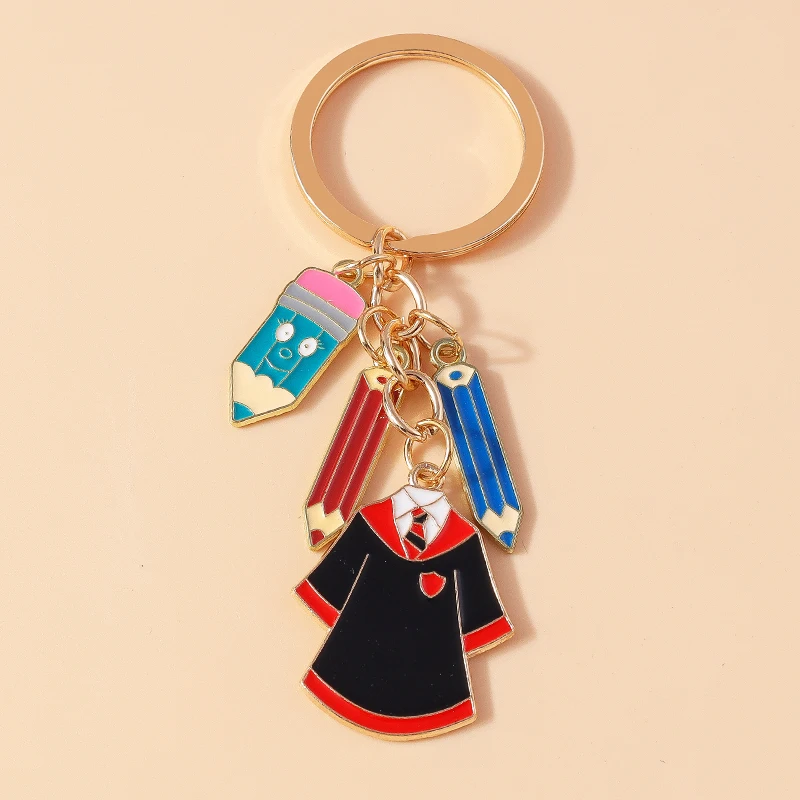 سلسلة مفاتيح فستان أكاديمية إبداعية للرجال والنساء ، حلقة مفاتيح بقلم رصاص ، قلادة حقيبة يد ذاتية الصنع ، حفل تخرج ، هدية مجوهرات