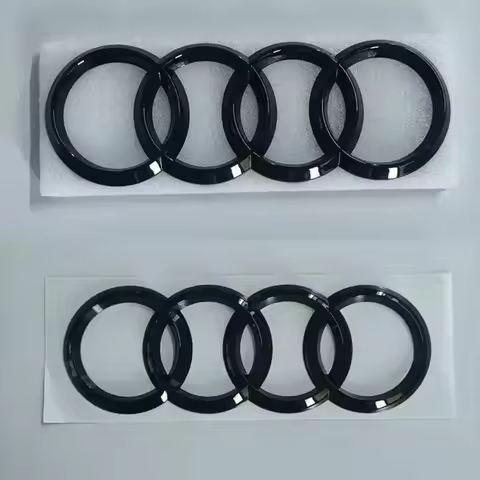 Audi 4-Ring logo ABS Silver/Black Car Hood Front Bonnet Grill Rear Trunk Emblem Badge Sticker For A3 A4 A5 A6 A7 Q2 Q3 Q5 Q8 TT