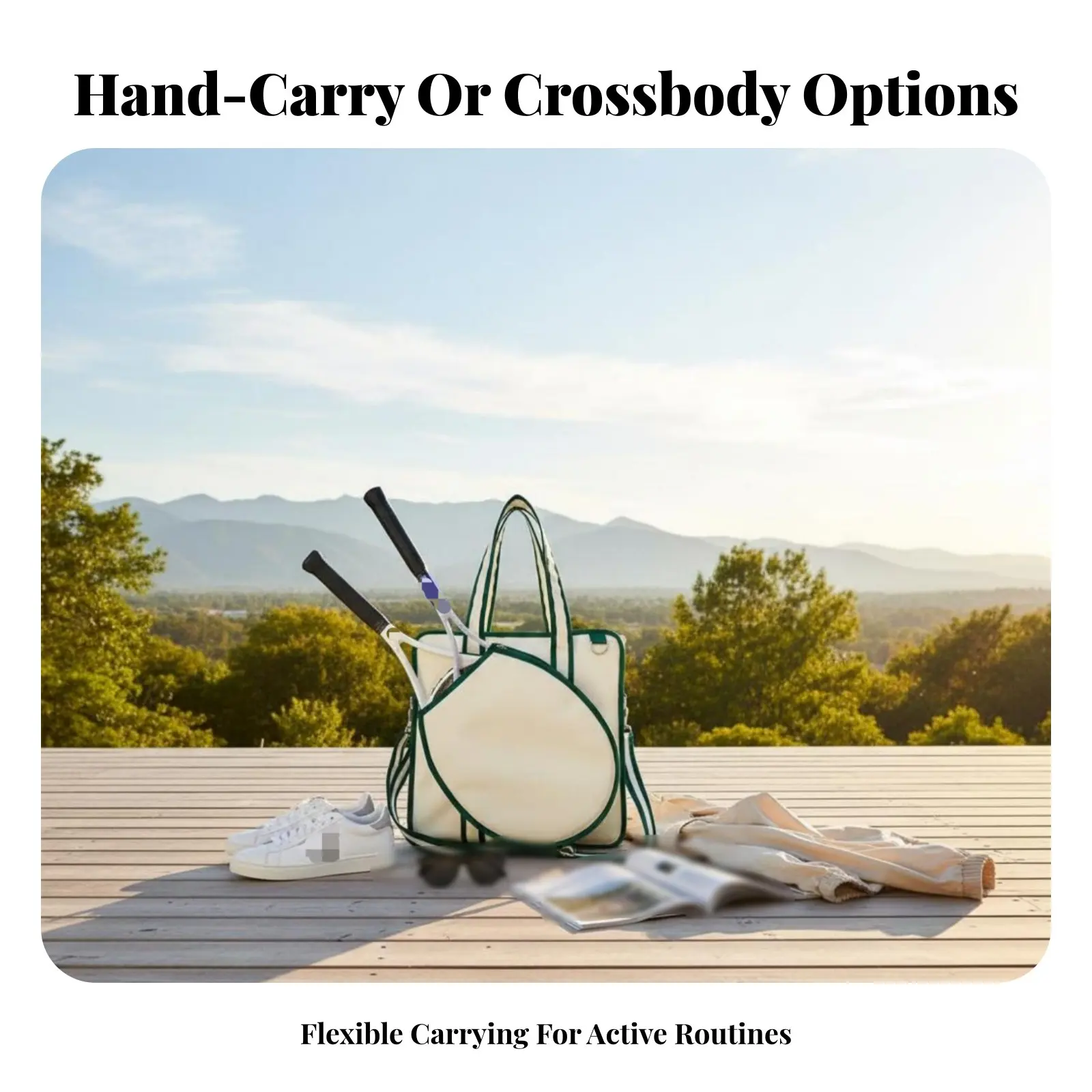 

Сумка для ракеток для пиклбола из прочного холста, держатель для ракеток, несколько отделений, крючок для крепления на ограждение, для спортивного инвентаря