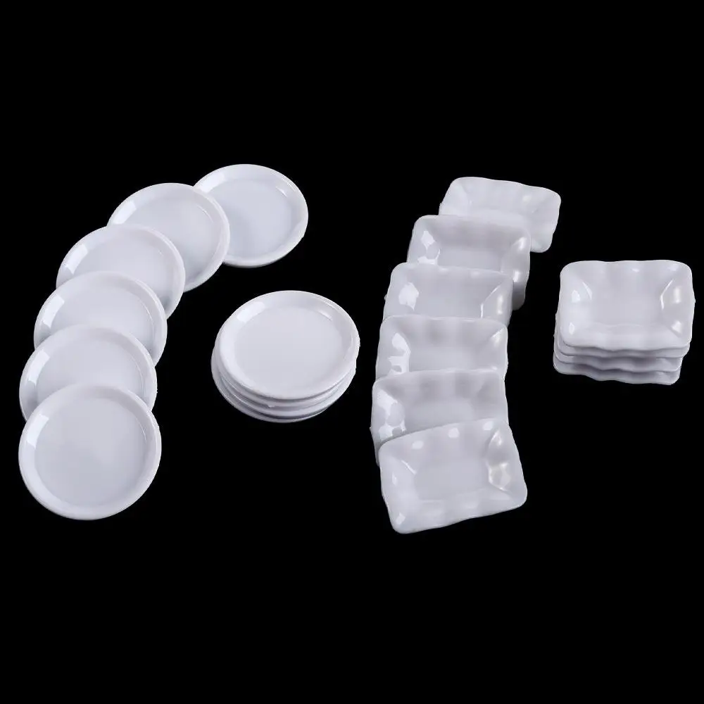 

Decor Toys Kitchen Toys Doll House Trays Tableware Food Plates Mini Food Dishes White Plastic Miniature Dish Girls Gifts