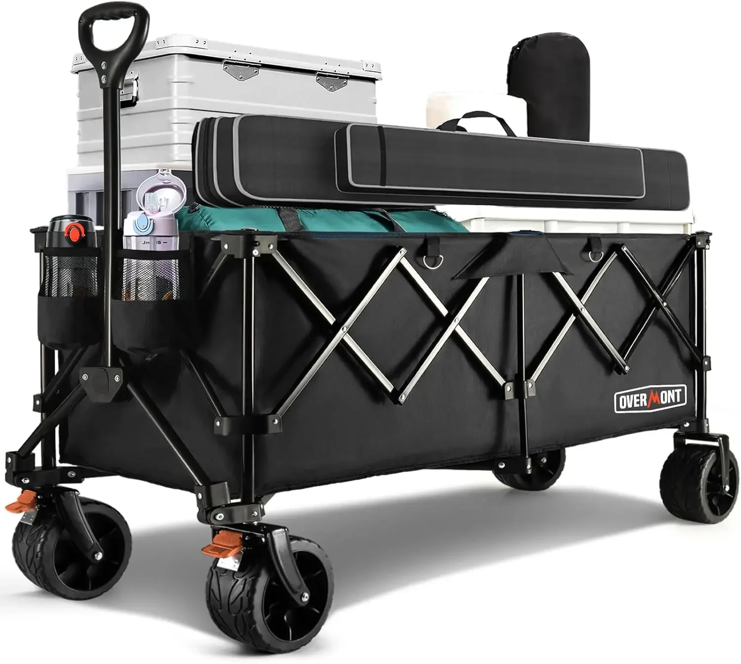 45'' Collapsible Foldable Extended Wagon Cart - 300L Heavy Duty 440lbs Large Capacity Folding Utility Wagon