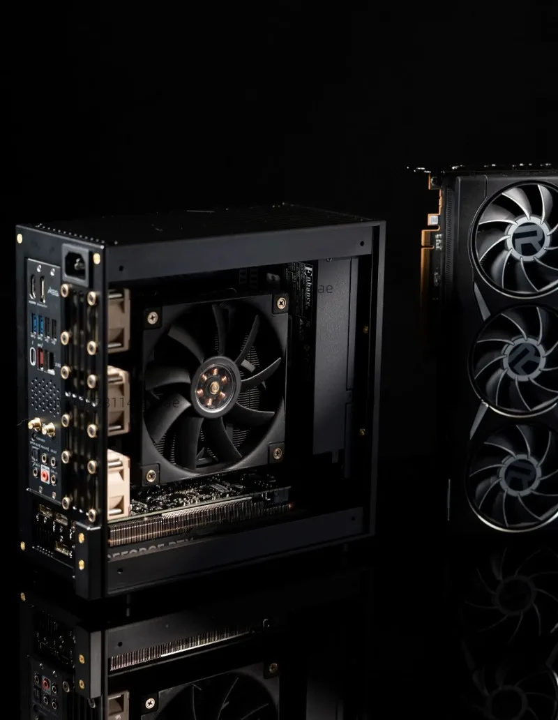 LP P6 ITX Case Aluminum CNC Mini PC Chassis for 4060 GPU with 1U Power Supply Low Profile SFF view 2
