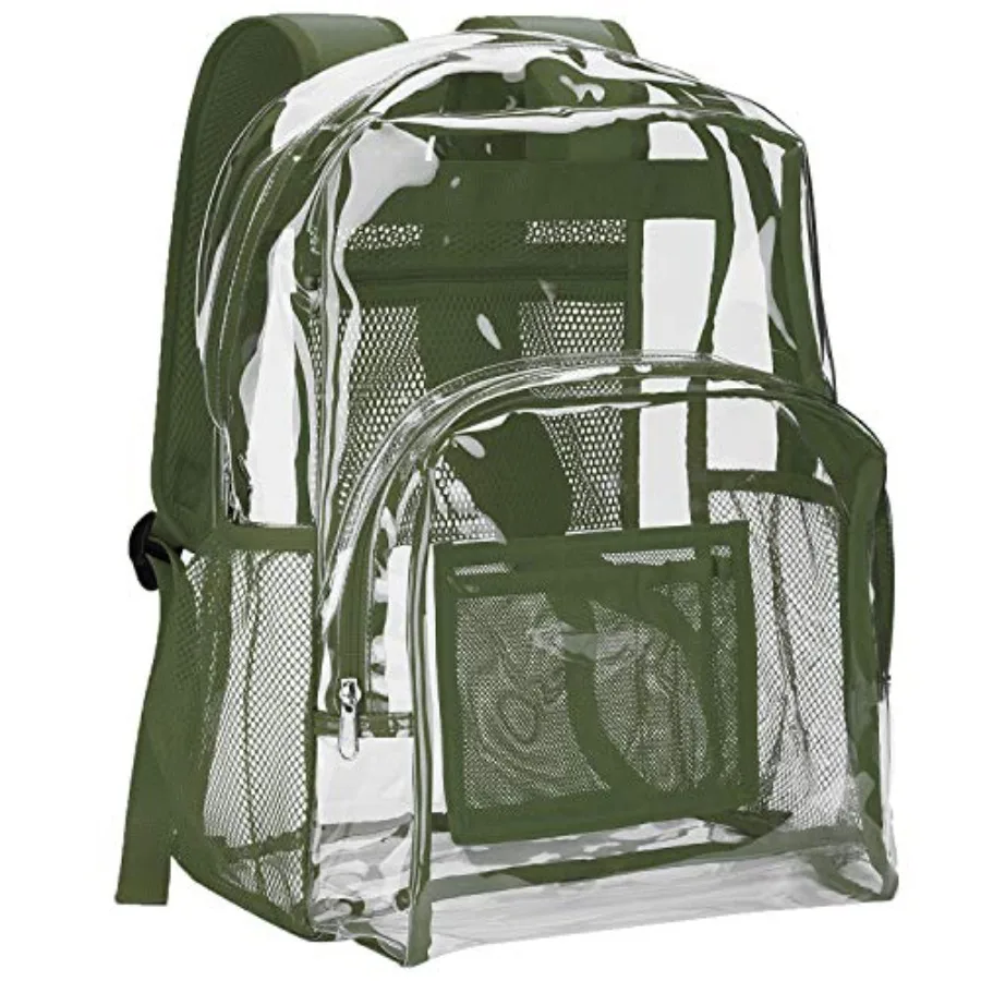 

Clear Backpack Heavy Duty PVC Transparent Backpack with Reinforced Strap Stitches and Capacity for College Workplace Security