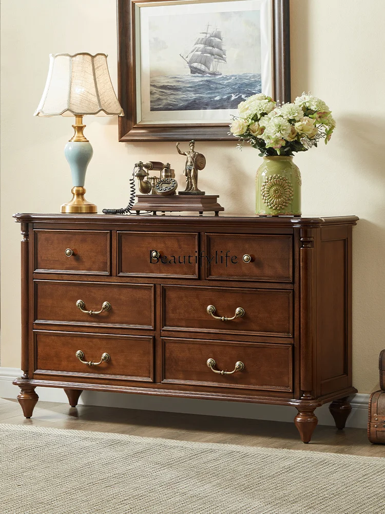 

All Solid Wood American Style Solid Wood TV Cabinet with Drawers and Storage