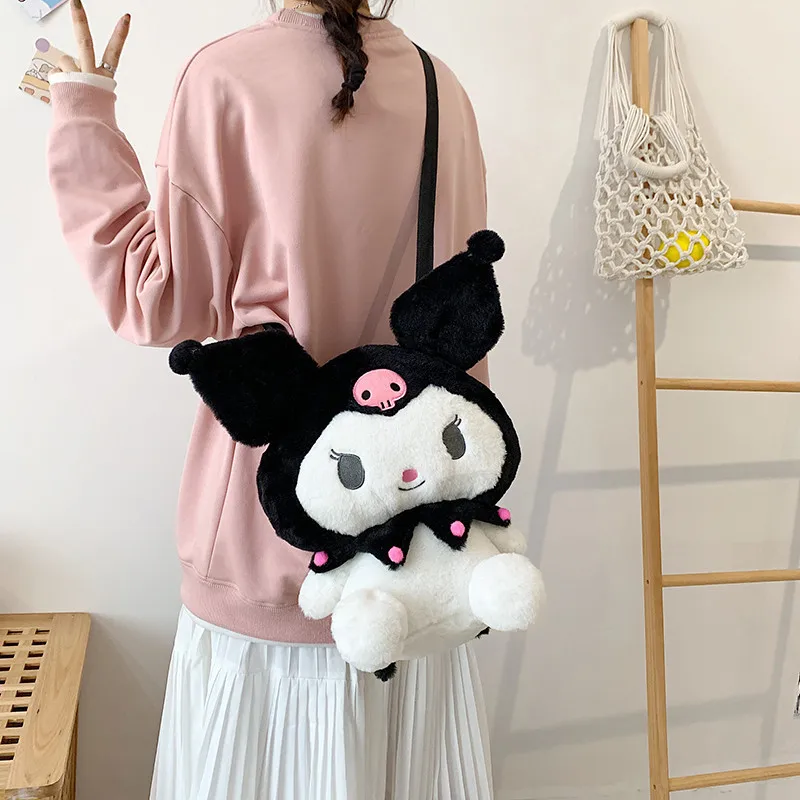 Kawaii sanrio olá kittle kuromi travesseiro brinquedo de pelúcia mochila boneca de pelúcia presente para crianças presente de aniversário de natal