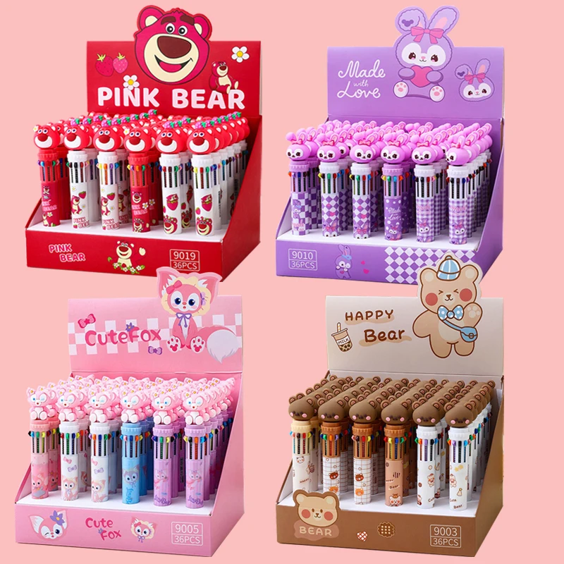 

Disney 10 Colors Ballpoint Pen Cartoon Lotso Stellalou Linabell Multicolor Pen Gel Pens School Office Supplies Korean Stationery