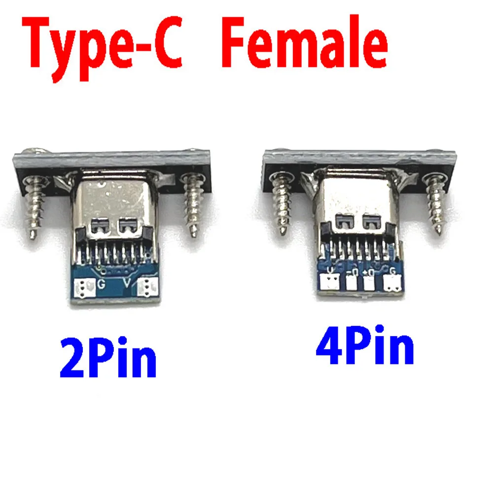 

2Pin 4Pin USB Jack Type-C Waterproof strip line of solder joint Female Connector Jack Charging Port With screws Socket connector